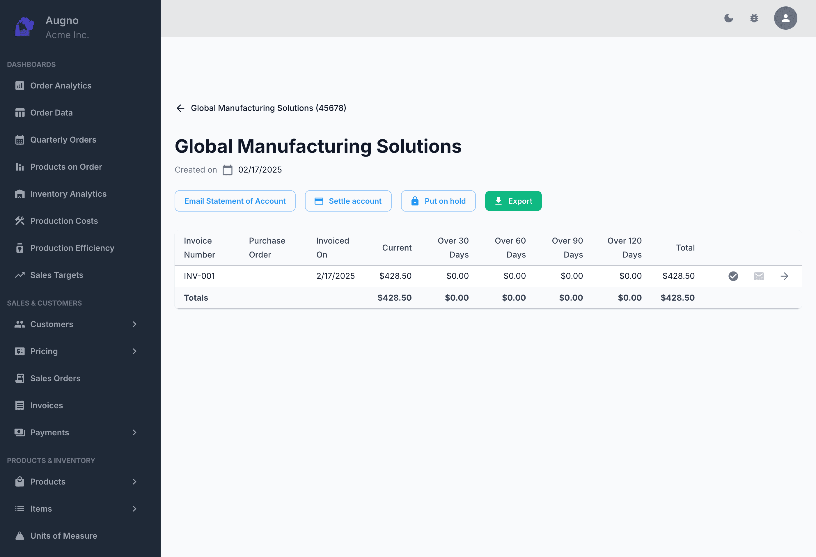 Augno Accounts Receivable Summary Preview 1