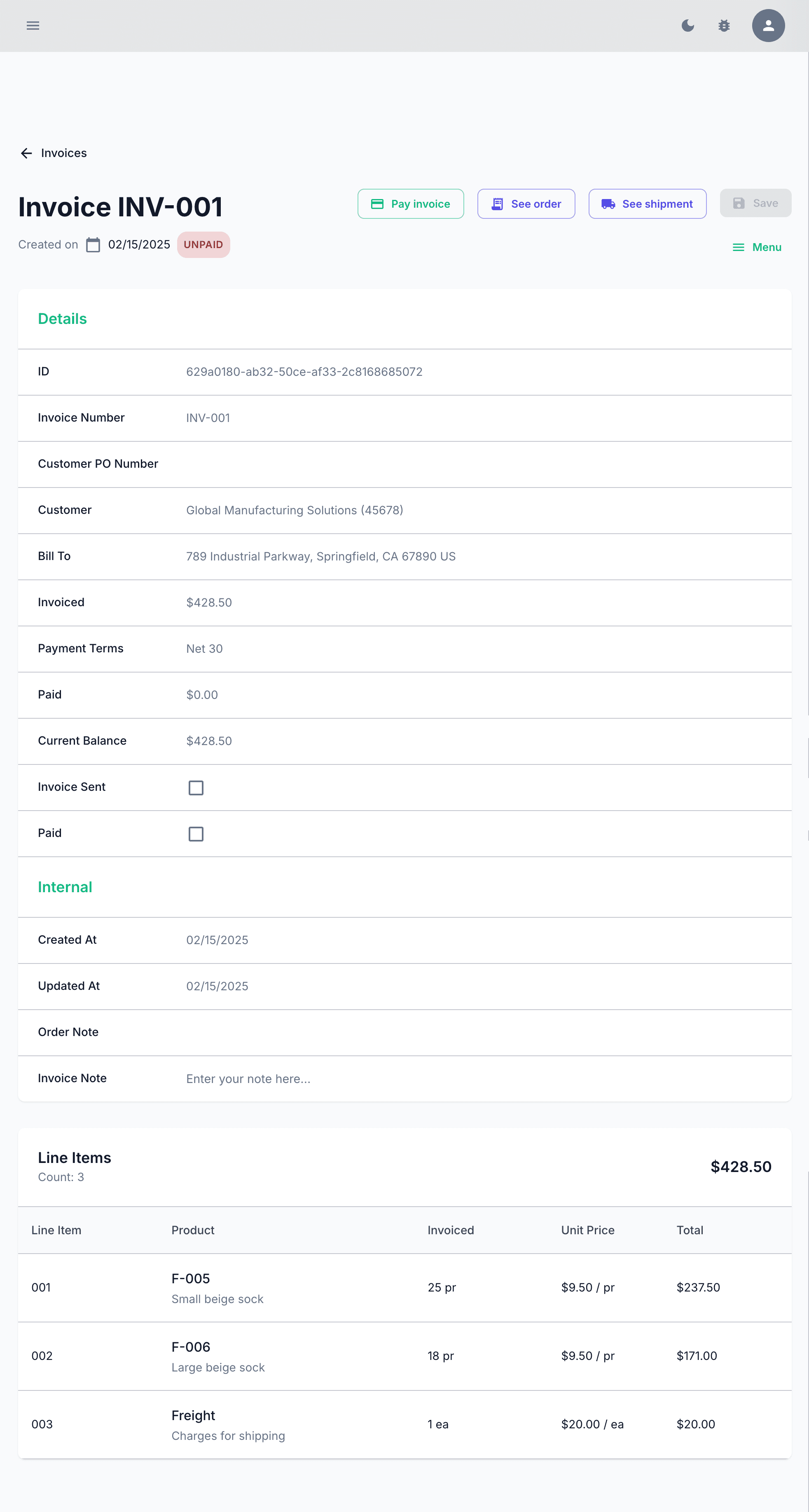 Augno Invoice Summary Preview