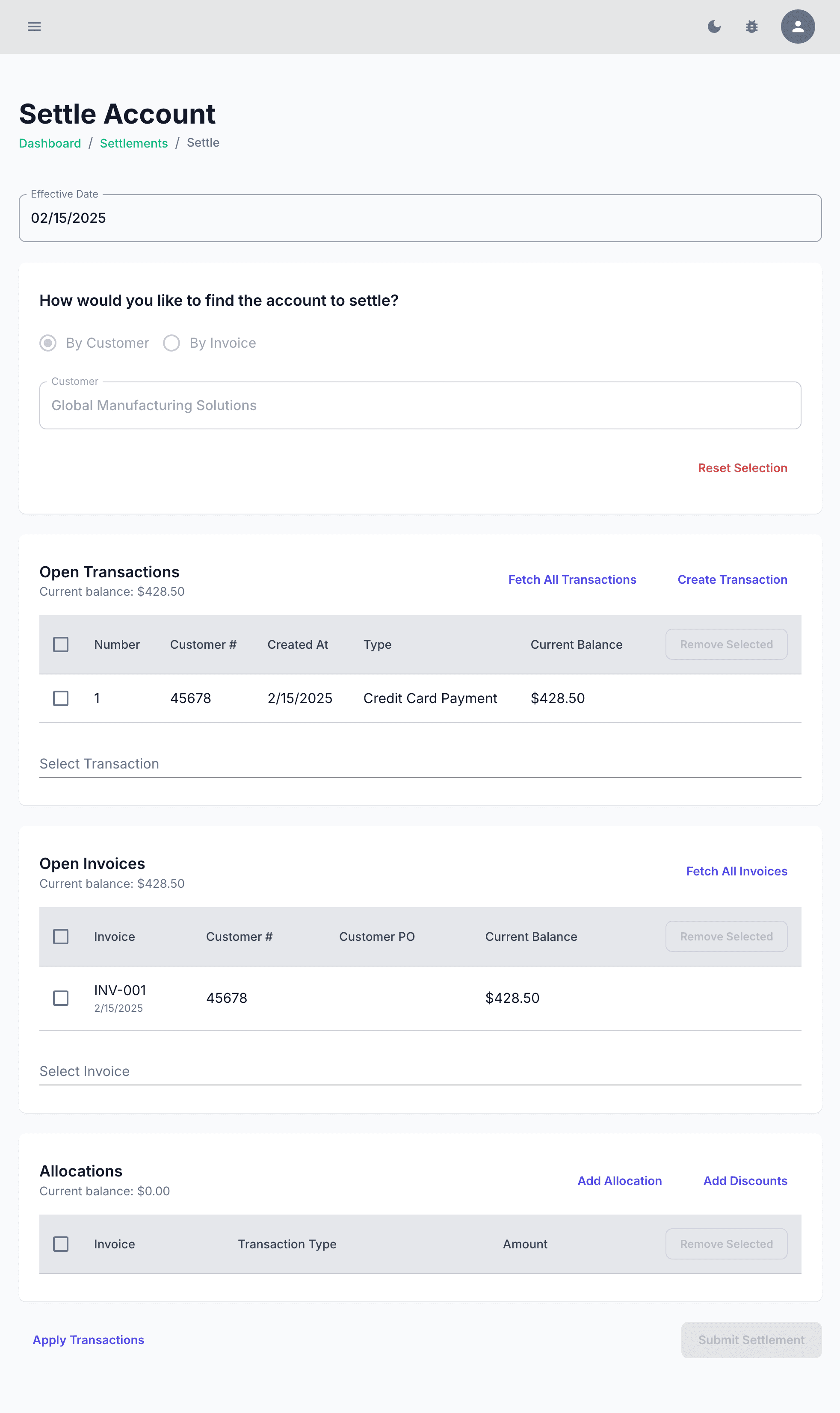 Augno Payments Summary Preview